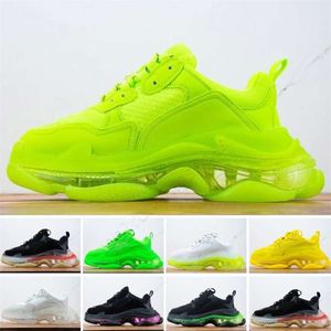 Designer S Clear Sole Casual Shoes Men Femme Sneakers Red Turquoise Neon Green Luxury Triple-S noir blanc rose Mint Crystal Bottom Platform Dad Taille 36-46