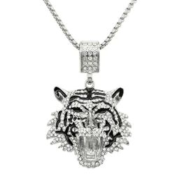 Collier avec pendentif tête de tigre tridimensionnel, nouveau produit créatif du créateur, plein de diamants