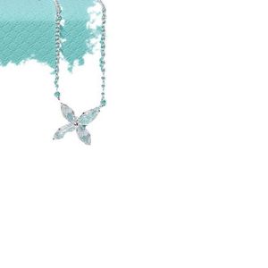 Het merk Hoge versie van de ontwerper Petal vier diamanten ketting dames puur zilver 925 eenvoudige en modieuze oorbel set nkao