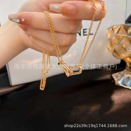 Designer's High Version V Jinti Home Diamond Double Ring Collier Femme épais Platage 18K Gold Lumière Luxur