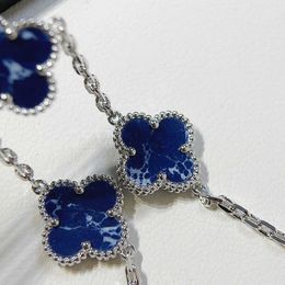 Het nieuwste merkverkoop accessoire van 925 Silver Blue Peter Stone Five Flower Blacelet Popular Clover van designer