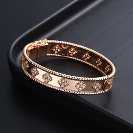 Het nieuwste merk van vier bladgras caleidoscoop Bracelet Dames Rose Gold Breide Edition Volledige diamant hoogwaardige sieraden