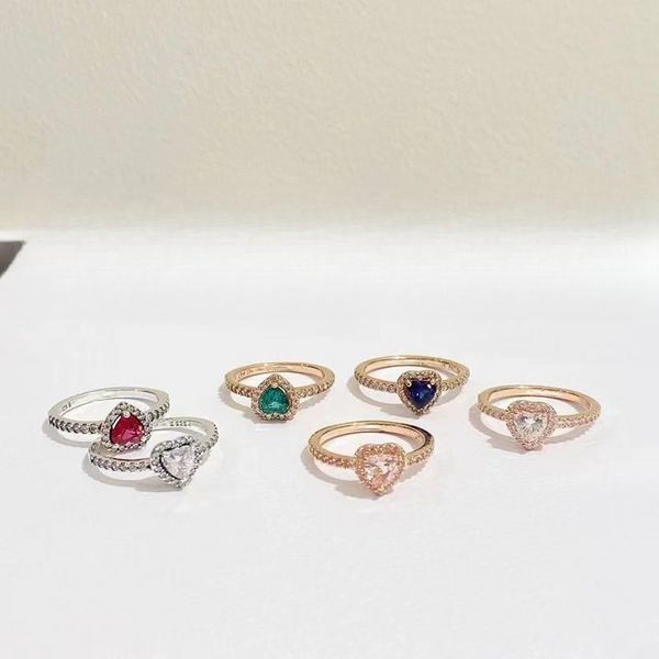 Anillo de mujer con forma de amor de diseñador: Lujo ligero, alta apariencia, hermoso diamante colorido, anillo de regalo clásico y atemporal permanente para novia