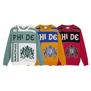 Nouveau automne / hiver RH Niche marque couleur correspondant jacquard logo pull en vrac haute rue décontracté hommes et femmes pull