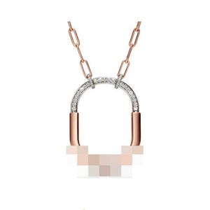Het nieuwe merk van de ontwerper S925 Sterling Silver Paper Clip Chain Oval Pendant met Diamond Zirkoon Fashion Collar Muph