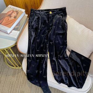 Nouveau pantalon décontracté du designer Pantalons larges imprimés canaris femmes 2023 automne hiver nouveau pantalon de robe taille haute pantalon de jambe droite