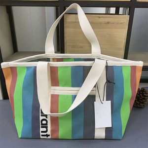 Nouveau sac à provisions tissé Marant Fashion South Mar Grass du designer Sac fourre-tout Sac à bandoulière rayé coloré