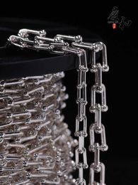 Diseñador Pure Silver S925Tiffanys del mismo collar de estilo Pulsero pulido de alta calidad Pulsera hecha a mano Decoración en forma de U