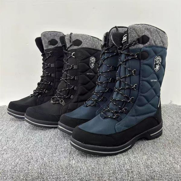 Bottes enneigées et à la mode du créateur Anti-hiver en peluche bottes longues noires résistantes au chaud et au froid chaussures polyvalentes antidérapantes et résistantes à l'usure