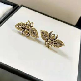 Designer S925 G Small Bee Stud oorbellen Classic Diamond Ltters Ear Jewelry Accrssory cadeau voor dame