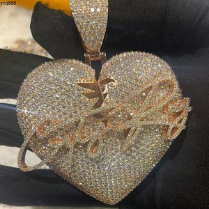 Designer S925 STERLING Silver Iced outant Pendentif Bijoux Pendants Charme Élégant Diamond Heart Shape Pendentids for Men