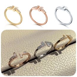 Ontwerper S95 Silver Luxury Ring Open Ring Fashion Pop Love Ring Rose Gold Two T Wedding Rings Birthday Valentine Cadeau