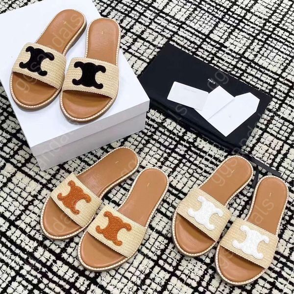 Designer Sandal Hommes pantoufles femmes Mules de luxe Maule à paille de paille diaporama extérieur mule intérieur sexy Sliders de chaussures décontractées Sandale Walk