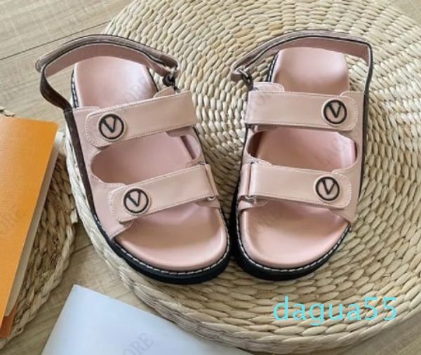 Designer sandale plates-formes chaussure pour filles mode vacances plage pantoufle gaufrage broderie lettre élévatrice sandales 35-42