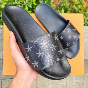 Designer Sandaal waterkant muilezel Slide tazz Slipper Dames man luxe Schoenen loafer Zomer strand zwembad Sliders Platte hak rubberen zool Heren sport slip op bruine bloemschoen