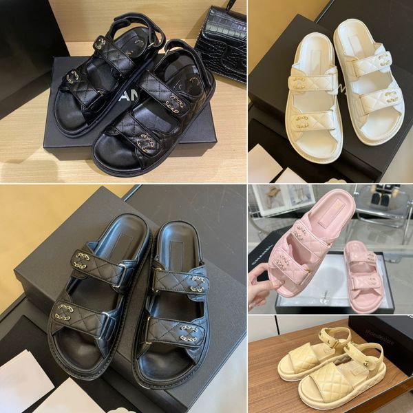 Sandale de sandale designer Sandales de luxe Chaners Sandales 2024 Nouveaux sandales de diamant épaisses de mouton