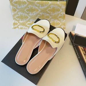 Designer sandaal Vrouwen mode slipper G inlay moeder luxe lederen lage hak antislip slijtage anti-geur voet strand schoen 35-42