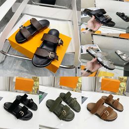 Designer sandale femmes sandales éraflures pantoufle en cuir plat pantoufles imprimé diapositives dame vieille fleur tongs luxe mode chaussures d'été