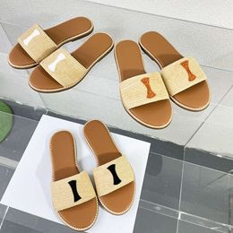 Sandalias de diseño Sandalias de playa Alpargatas Sandalias Cuerda de cáñamo Tejido Diseñador Moda Lujo Elegante Material simple Zapatos planos Cómodo con caja 512