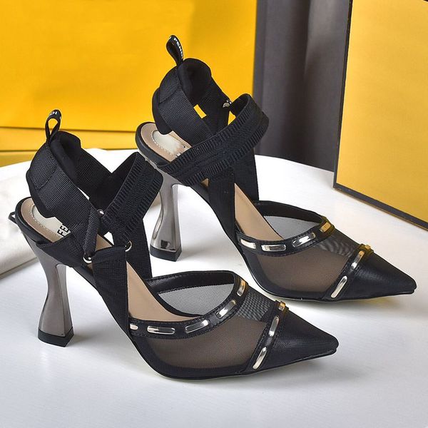 Designer Sandales Noir Stiletto Femmes Gladiateur Bout Ouvert Cheville Strap Robe De Soirée Chaussures