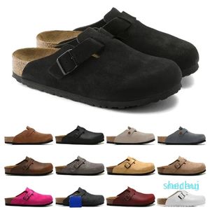 Diseñador -Sandalias Boston Soft Footbed Suede Leather Taupe Mocha Mink Mens Fashion Scuffs Zapatillas al aire libre Zapatos