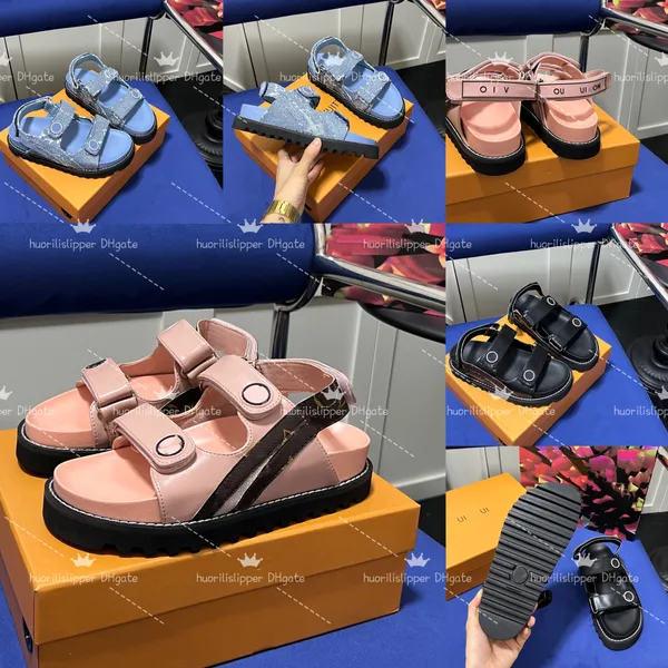Sandalias de diseñador Zapatillas de marca Chanclas Zapatos de gran altura Zapatos de mujer de suela gruesa Zapatos deportivos de cuero de verano Zapatillas de playa Zapatillas de fiesta Bolsa para el polvo 35-40