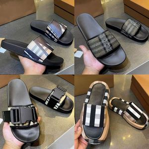 Sandalias de diseñador Verifique hombres Toboganes de verano Slide Slide Plaid Slipper Vintage Flores Flip Flip Flip Mujeres Caídas con caja 504