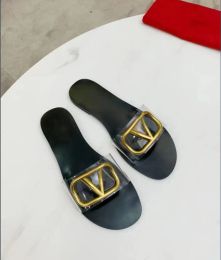 Designer sandalen klassieke mode nieuwe dames sandalen kenmerkende graan lederen decoratief element slippers fabriek outlet groothandel