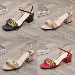 Designer Sandals Classic High Heels Fashion Slides Dames Dress Shoes Lady Metal Belt Buckle Sandaal met doos 35-41