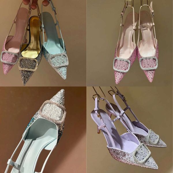 Designer Sandales Elegant Femmes Chaussures de mariage à talons hauts avec décoration en strass de dos