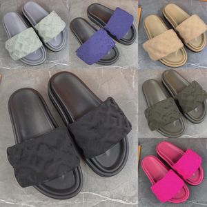 sandalias de diseñador diseñador famoso diapositivas zapatos de mujer flip flop mulas planas Zapatilla acolchada Correa delantera Zapatillas diapositivas de moda de verano