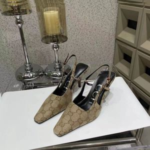 Sandales de créateurs mode slingbacks femmes en cuir véritable formel sexy talon haut bout carré bride à la cheville chaussures de fête taille 36-42