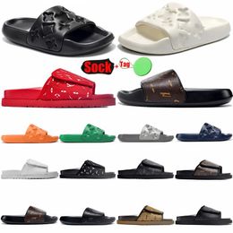 Designer sandalen voor heren dames zomer dia's sandles rubber waterkant reliëf letters haak lus slippers sliders schoenen maat 36-45