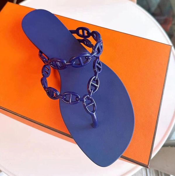 Sandales de créateur H-chain Pig Nez Flip Flop Jelly Chaussures pour les femmes portant des sandales de plage à fond plat 35-41
