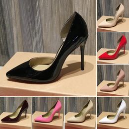 Designer sandales talons hauts glisse rivet sandale femme robe chaussures cuir vif en cuir pompe à orteil pointu de chaussures de chaussure shoess