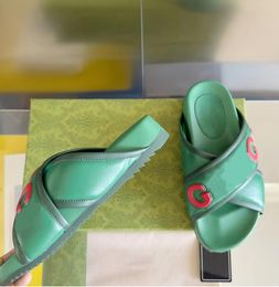 Designer Sandalen Heren dames slippers Slippers Zomer plat strand slippers klassieke lederen sandalen voor dames zwart groene mode outdoor casual slippers