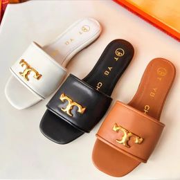 Designer Sandalen Men Slide Summer Slipper Woman Double Tazz Flat Sandals Factory Platform Luxe mannen Glijbaan Slip Flops Designer schoen echte lederen loafers