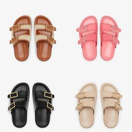 Designer Sandalen Mannen Vrouwen Echt Leer Sandaal Suede Slippers Dikke Bodem zomer Flip Flops platte schoenen mode strand vrouwen en mannen F brief slepen 35-46