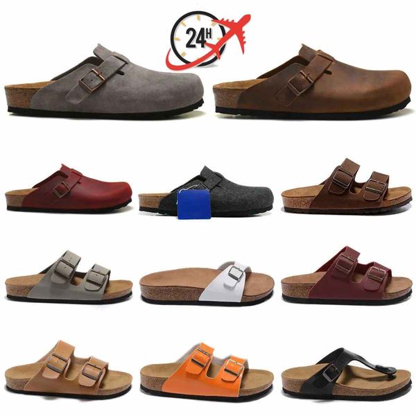 Sandalias de diseñador Hombres Mujeres Microfibra Birko-Flor Diapositivas Sliders Boston Mulas suaves Plantilla Zuecos Pantoufle interior Flip Flop Zapatillas Zapatos