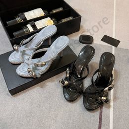 Designer sandalen muilezel dames slipper hoge hakken luxe sandalen formele zomer banket kleding schoenen gecombineerd met krokodil patroon hoge hakken 8 cm