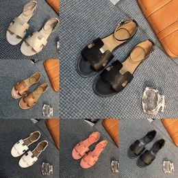 Ontwerper sandalen One Strap damesschoenen reizen platte sandalen strand Romeinse schoenen geworteld open teen sandalen muilezels met doos maat 35-42