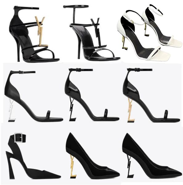 Sandalias de diseñador Sandalia Diapositivas para mujer Tacón alto Tacones bajos Plataforma Diapositiva de lujo Vestido Clásicos Mujeres 10 cm 8 cm Tacones Negro Dorado Dorado Fondos de boda con caja