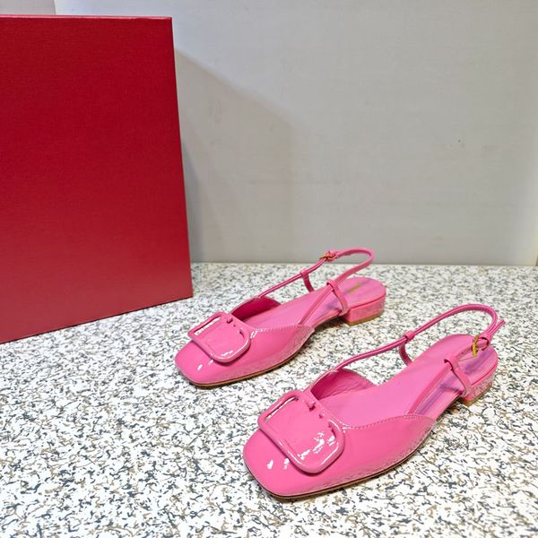 Sandalias de diseñador Zapatos de vestir de diseñador de gasa sexy Calico Luxury Small Square Toe Back Heel Sandalias planas para mujer 35-42