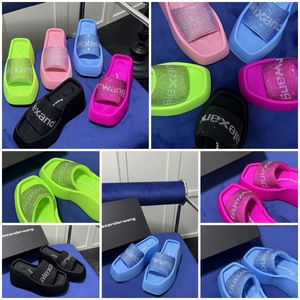 Designer Sandals Slippers Luxury Femmes Velvet Material Rigonge Velcro Tape Party Room Gai Platform Slip-on Taille 35-42 10cm Fashion Travel Bleu
