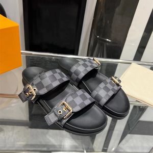 Designer sandales pantoufles pour hommes pantoufles en cuir chaussures décontractées chaussures de plage d'été pour femmes sandales nouvelles chaussures de marque noire cordonnier d'été luxueux 2024