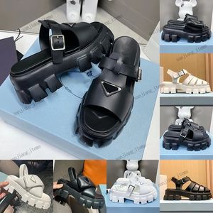 Designer Sandalen Slippers Monolith Roman Foam Rubber Platform slides dames gewatteerde nokken loopvlak slingback muilezel Brood slider Zomer Uitsparing Gesp raffias Strand Schoenen