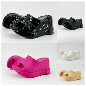 Designer sandalen slippers zomer dames schoenenvormige veelkleurige flora -glijbanen gegoten voetbed in zwarte tonale rubberen zool met een reliëfslogo aan de buitenkant