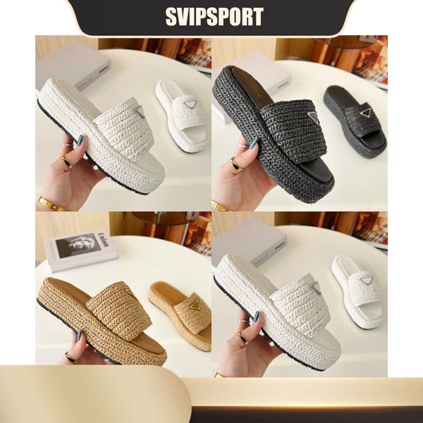 Sandalias de diseñador Slippers para mujer Plataforma de verano Tobogán de espesas Talillos gruesos Menores Mujeres Diapositivas Diapositivas de alta calidad Marca de lujo de alta calidad Tamaño grande