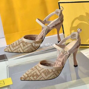 Designer Sandalen Stiletto Summer Fashion Dames schoenen Put Toe Pretty Bow Trend Canvas Office