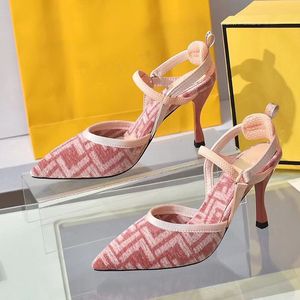 Sandalias de diseñador para mujer Stiletto Zapatos de mujer de moda de verano Punta estrecha Bonito arco Tendencia Zapatos de oficina de lona Zapatos de vestir Tamaño 35-42